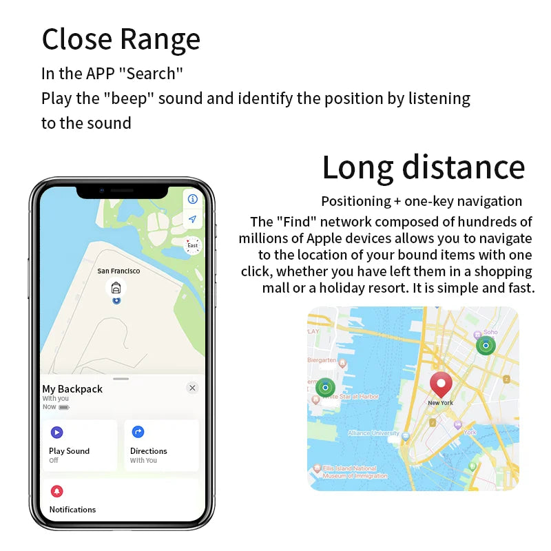 Security Bluetooth GPS Tag Based on iphone Find My app Anti-lose Tracker Sound Locate Message Reminder Alarm Key Finder